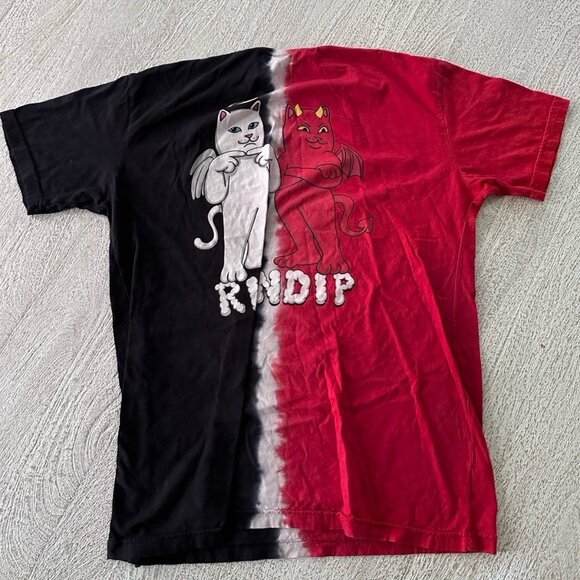 Ripndip Angel and Devil red black split tir-dye T-Shirt xl - Picture 3 of 3
